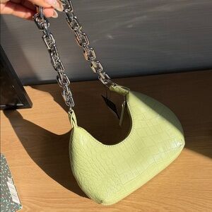Forever 21 Light Green Croc-Embossed Shoulder Bag